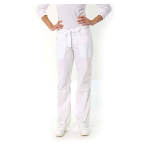 Scrub Pant 55% Cotton / 45% Polyester 6 Pockets Small White Womens Ea