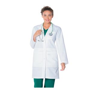 Lab Coat 5 Pockets Long Sleeves 36 in White Womens Ea