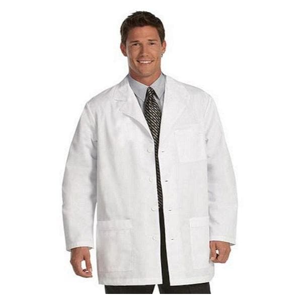 Lab Coat 3 Pockets Long Sleeves 34 in White Mens Ea