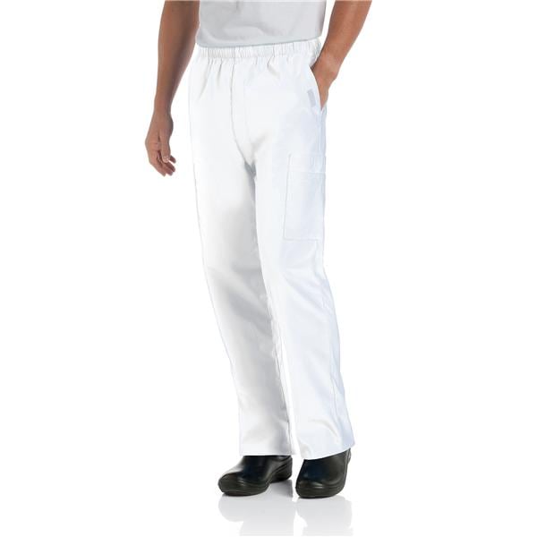 Scrub Pant 65% Polyester / 35% Cotton 5 Pockets Large White Mens Ea