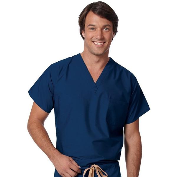 Fashion Seal Scrub Shirt Poly/Ctn 1 Pocket Set-In Sleeves X-Large Navy Unisex Ea