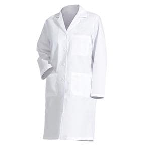 Fashion Poplin Lab Coat 3 Pockets Long Sleeves 39.5 in White Womens Ea
