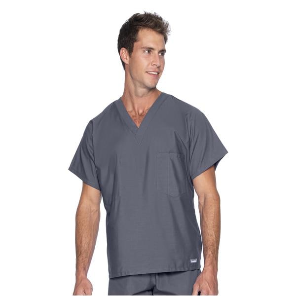 Scrub Shirt 65% Plstr/35% Ctn V-Nck 1 Pckt Short Sleeves Large Stl Gry Unisex Ea