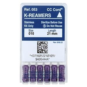 Hand K-Reamer 21 mm Size 10 Stainless Steel Purple 6/Bx