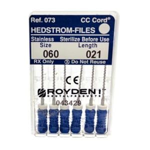 Zipperer Hand Hedstrom Files 21 mm Size 60 Stainless Steel Blue 6/Bx