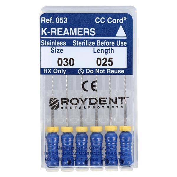 Hand K-Reamer 25 mm Size 30 Stainless Steel Blue 6/Bx