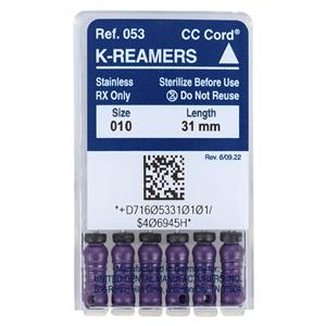 Hand K-Reamer 31 mm Size 10 Stainless Steel Purple 6/Bx
