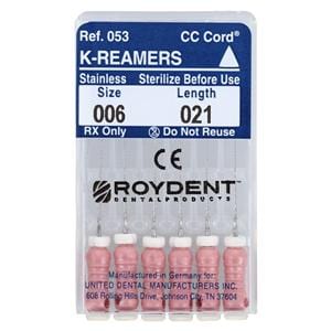 Hand K-Reamer 21 mm Size 6 Stainless Steel Pink 6/Bx