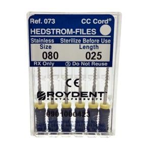 Zipperer Hand Hedstrom Files 25 mm Size 80 Stainless Steel Black 6/Bx