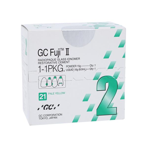 GC Fuji II Glass Ionomer Powder / Liquid 21 Pale Yellow 1:1 Package Ea