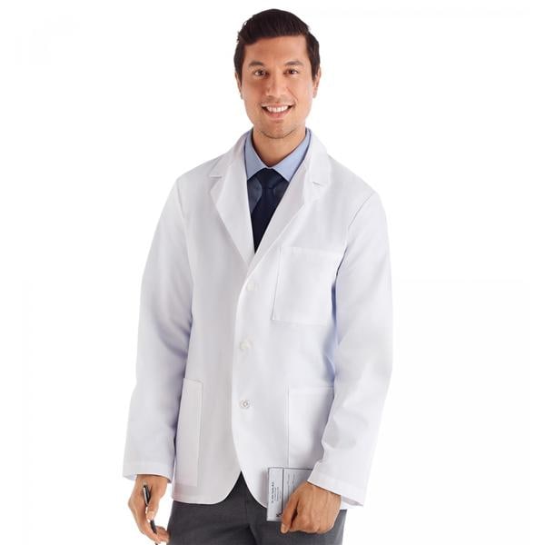 META Consultation Lab Coat 3 Pockets Long Sleeves 30 in Medium White Mens Ea