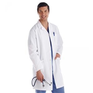 META Lab Coat 3 Pockets Long Sleeves 38 in Medium White Mens Ea