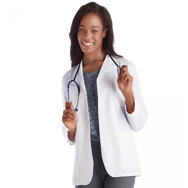 META Lab Coat 3 Pockets Long Sleeves 28 in Small White Womens Ea