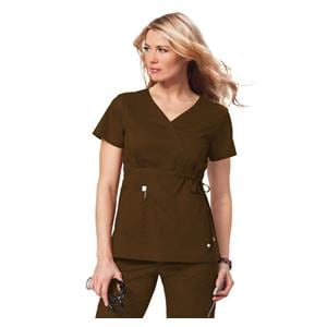 Scrub Shirt Poly/Ctn 2 Pockets Short Sleeves Small Espresso Womens Ea