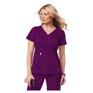 Scrub Shirt Poly/Ctn 2 Pockets Short Sleeves Medium Merlot Womens Ea