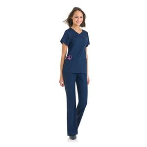 Urbane Scrub Shirt Poly/Ryn/Spndx 6 Pockets 3X Large Navy Womens Ea