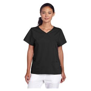 Urbane Scrub Shirt Poly/Ryn/Spndx 6 Pockets 3X Large Black Womens Ea