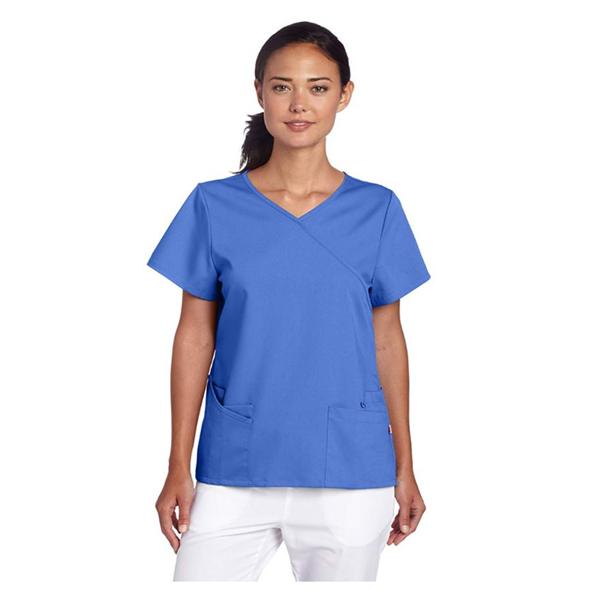 Urbane Scrub Shirt Poly/Ryn/Spndx 6 Pockets 3X Large Royal Blue Womens Ea