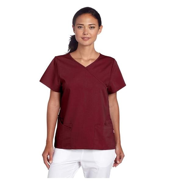 Urbane Scrub Shirt Poly/Ryn/Spndx 6 Pockets 3X Large Wine Womens Ea