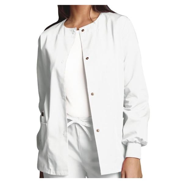 Warm-Up Jacket 3 Pockets Long Sleeves / Knit Cuff Small White Womens Ea