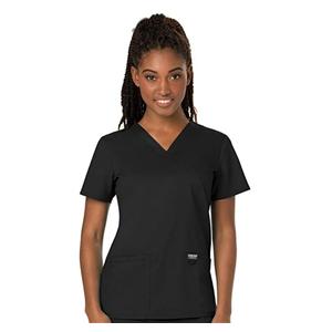 Cherokee Scrub Shirt V-Neck 3 Pockets Short Sleeves 4X Large Black Womens Ea