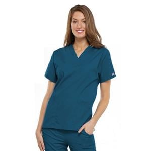 Cherokee Scrub Shirt Poly/Ctn V-Neck Short Sleeves Large CrbnBl Womens Ea