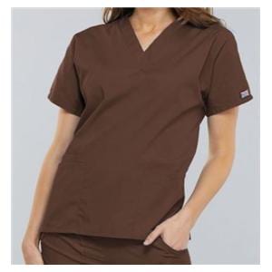 Cherokee Scrub Shirt V-Neck 3 Pockets Short Sleeves 5X Large Chocolate Womens Ea