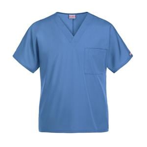 Cherokee Scrub Shirt Poly/Ctn V-Neck 1 Pocket Short Sleeves Small Ceil Unisex Ea