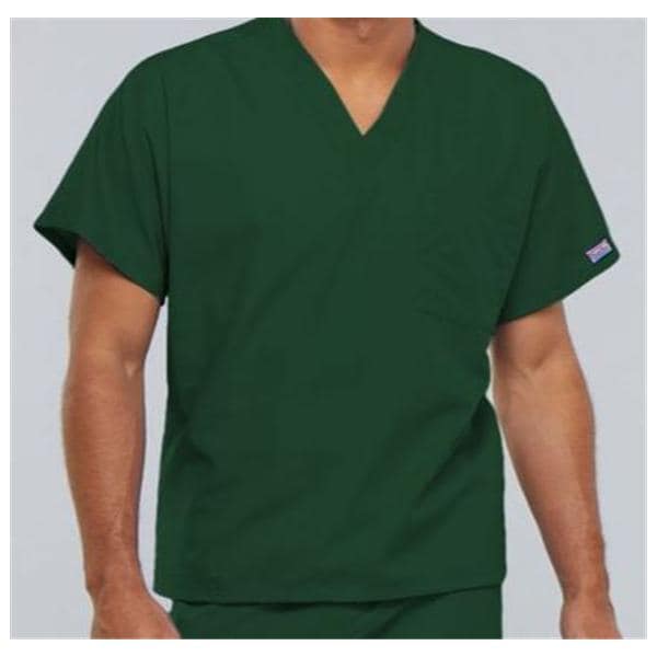 Cherokee Scrub Shirt V-Neck 1 Pocket Short Sleeves 3X Large Hunter Unisex Ea