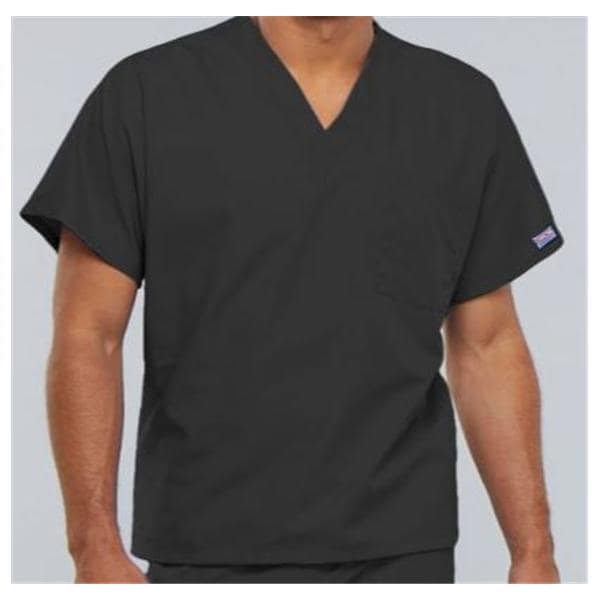 Cherokee Scrub Shirt V-Neck 1 Pocket Short Sleeves 3X Large Pewter Unisex Ea