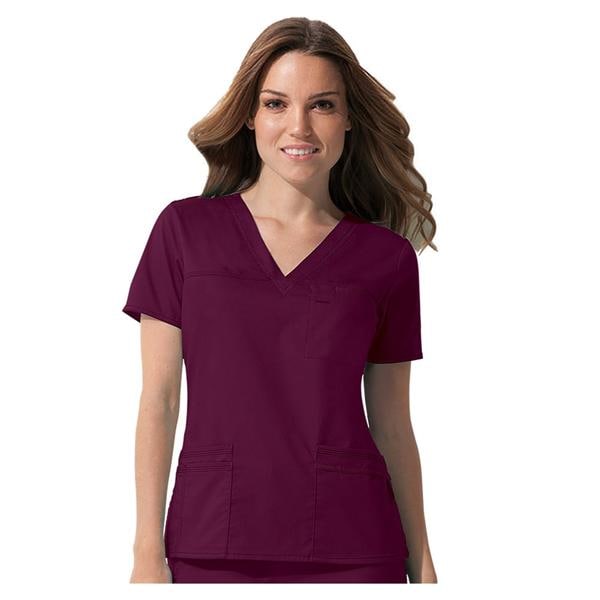 Dickies Scrub Shirt Poly/Ctn/Spndx V-Nck 4 Pkts Shrt Slvs X-Large Wne Womens Ea