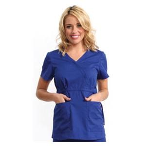 Scrub Shirt Poly/Ctn 2 Pockets Short Sleeves 3X Large Galaxy Blue Womens Ea