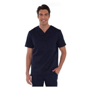 Scrub Shirt 55% Cotton / 45% Polyester V-Neck 4 Pockets 3X Large Navy Mens Ea