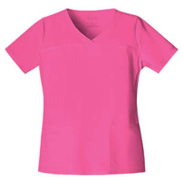 Cherokee Scrub Shirt V-Neck 3 Pockets Short Sleeves X-Small Pink Womens Ea