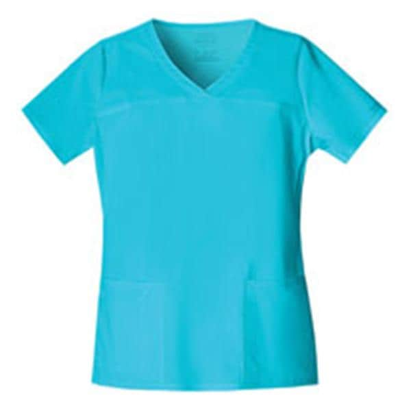 Cherokee Scrub Shirt V-Neck 3 Pockets Short Sleeves Large Turquoise Womens Ea