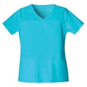 Cherokee Scrub Shirt V-Neck 3 Pockets Short Sleeves X-Small Turquoise Womens Ea