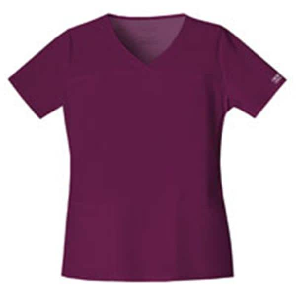 Cherokee Scrub Shirt V-Neck 3 Pockets Short Sleeves X-Small Wine Womens Ea