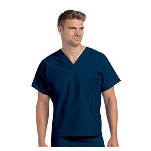 Scrub Shirt Poly/Ctn V-Neck 1 Pocket Short Sleeves X-Large Navy Unisex Ea