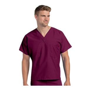 Scrub Shirt Poly/Ctn V-Neck 1 Pocket Short Sleeves X-Large Wine Unisex Ea