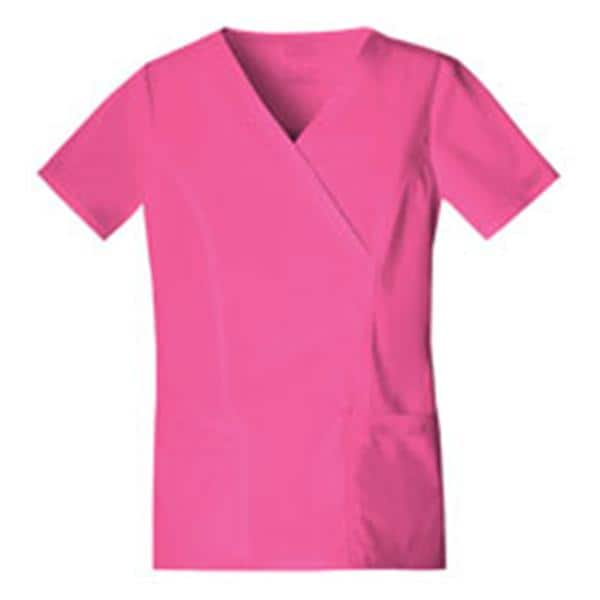 Cherokee Scrub Shirt Mock Wrap V-Neck Short Sleeves X-Large Pink Womens Ea