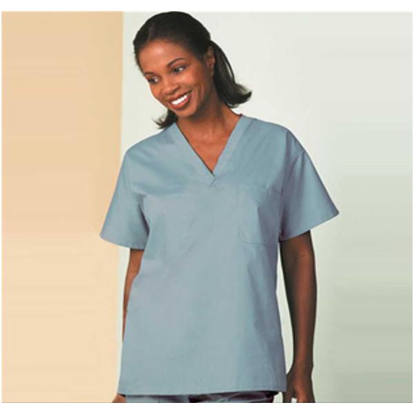 Scrub Shirt Poly/Ctn 1 Pocket Set-In Short Sleeves X-Large Misty Green Unisex Ea