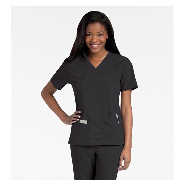 Urbane Scrub Shirt 65% Polyester / 35% Cotton 2 Pockets Small Black Womens Ea