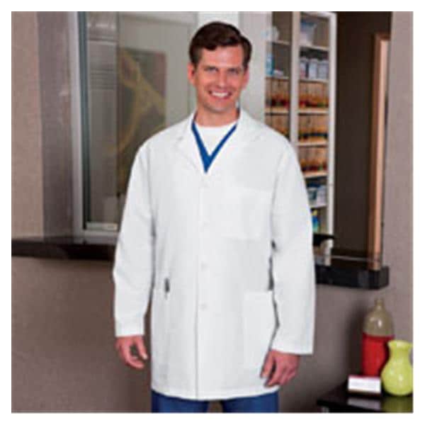 META Lab Coat 3 Pockets Long Sleeves 34 in 2X Large White Mens Ea