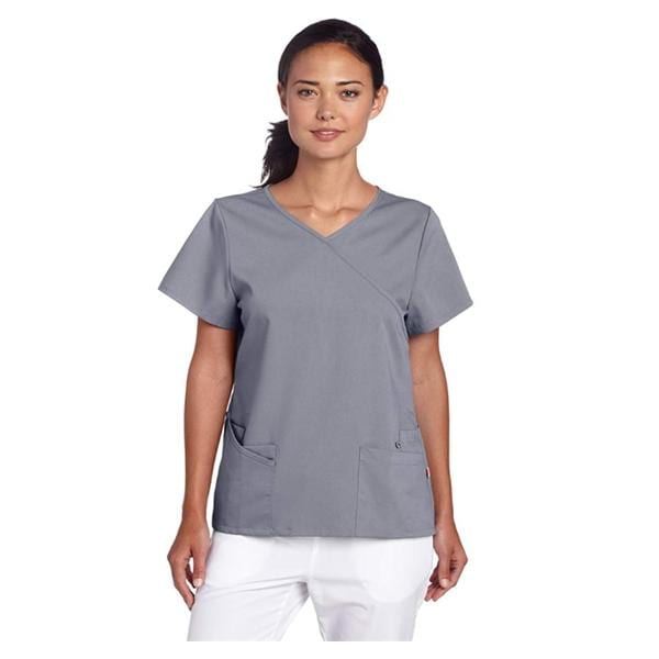 Urbane Scrub Shirt Poly/Ryn/Spndx 6 Pockets 3X Large Steel Grey Womens Ea