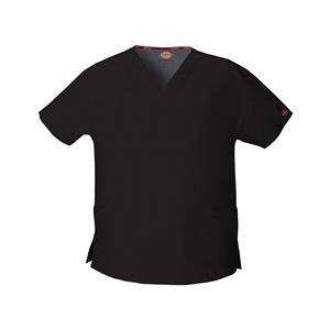 Dickies Scrub Shirt Poly/Ctn V-Neck 3Pkt Short Sleeves X-Small Blk Womens Ea