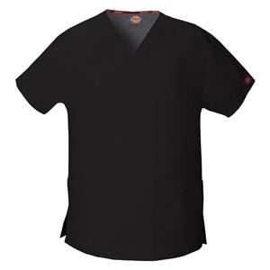 Dickies Scrub Shirt Poly/Ctn V-Neck 3 Pockets Short Sleeves Small Blk Womens Ea