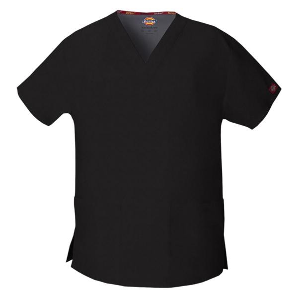 Dickies Scrub Shirt Poly/Ctn V-Neck 3 Pockets Short Sleeves Small Blk Womens Ea