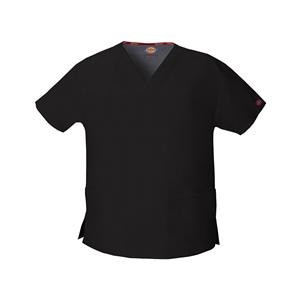 Dickies Scrub Shirt Poly/Ctn V-Neck 3 Pockets Short Sleeves Medium Blk Womens Ea