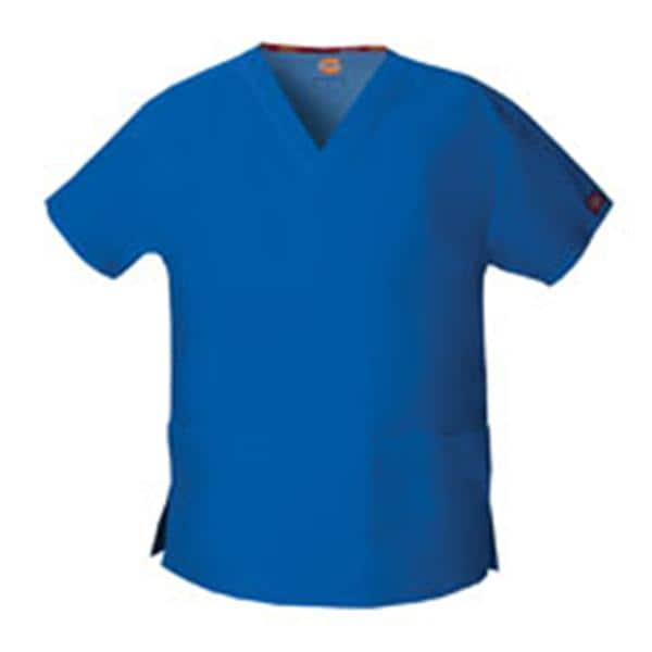 Dickies Scrub Shirt V-Neck 3 Pockets Short Sleeves X-Large Royal Blue Womens Ea