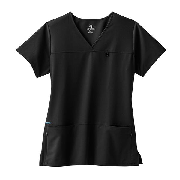 Jockey Scrub Shirt Poly/Ryn/Spndx 4 Pockets Medium Black Womens Ea